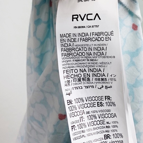 NWT RVCA Wildflower Tie Front Slit Midi Dress Blue & White - Picture 10 of 10